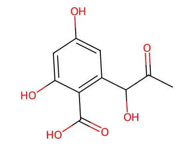 2,4-Dihydroxy-6-(1-hydroxy-2-oxopropyl)benzoic acid structure