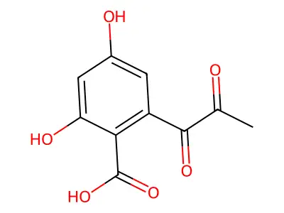 2,4-Dihydroxy-6-(1,2-dioxopropyl)benzoic acid structure