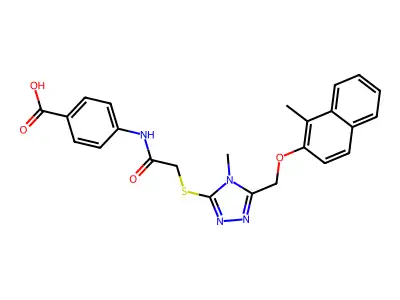 4-[[2-[[4-methyl-5-[(1-methylnaphthalen-2-yl)oxymethyl]-1,2,4-triazol-3-yl]sulfanyl]acetyl]amino]benzoic acid structure