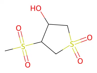 3-Hydroxy-4-methanesulfonyl-1lambda6-thiolane-1,1-dione structure