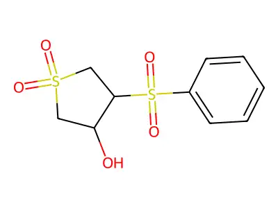 Thiophene-3-ol, tetrahydro-4-(phenylsulfonyl)-, 1,1-dioxide structure
