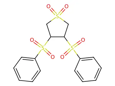 3,4-Bis(phenylsulfonyl)tetrahydrothiophene 1,1-dioxide structure