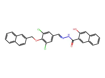 N'-({3,5-Dichloro-4-[(naphthalen-2-yl)methoxy]phenyl}methylidene)-3-hydroxynaphthalene-2-carbohydrazide structure