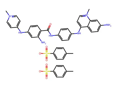 Quinolinium, 7-amino-4-(p-(2-amino-p-((1-methylpyridinium-4-yl)amino)benzamido)anilino)-1-methyl-, di-p-toluenesulfonate structure