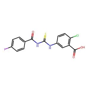 2-Chloro-5-[[[(4-iodobenzoyl)amino]thioxomethyl]amino]-benzoic acid structure