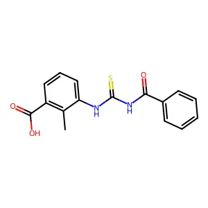 2-Methyl-3-{[(phenylcarbonyl)carbamothioyl]amino}benzoic acid structure