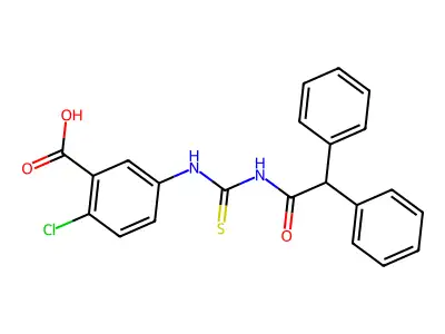 2-Chloro-5-{[(diphenylacetyl)carbamothioyl]amino}benzoic acid structure