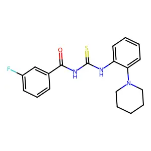 3-fluoro-N-[(2-piperidin-1-ylphenyl)carbamothioyl]benzamide structure