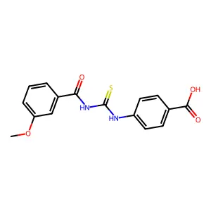 4-[[[(3-Methoxybenzoyl)amino]thioxomethyl]amino]-benzoic acid structure