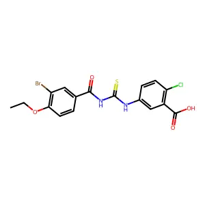5-({[(3-Bromo-4-ethoxyphenyl)carbonyl]carbamothioyl}amino)-2-chlorobenzoic acid structure