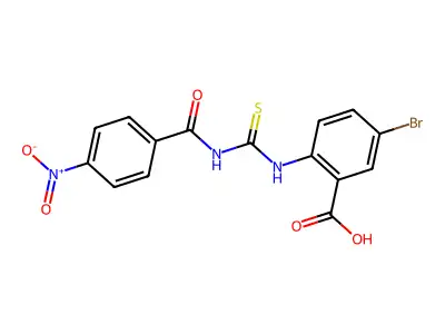 5-Bromo-2-[[[(4-nitrobenzoyl)amino]thioxomethyl]amino]-benzoic acid structure