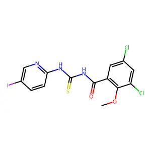 3,5-dichloro-N-[(5-iodopyridin-2-yl)carbamothioyl]-2-methoxybenzamide structure