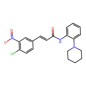 (2E)-3-(4-chloro-3-nitrophenyl)-N-[2-(piperidin-1-yl)phenyl]prop-2-enamide structure