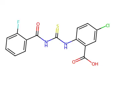 5-Chloro-2-({[(2-fluorophenyl)carbonyl]carbamothioyl}amino)benzoic acid structure