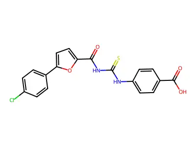 4-[[5-(4-Chlorophenyl)furan-2-carbonyl]carbamothioylamino]benzoic acid structure