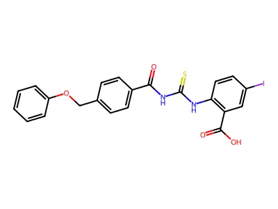 5-Iodo-2-[[4-(phenoxymethyl)benzoyl]carbamothioylamino]benzoic acid structure