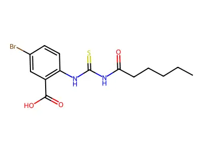 5-Bromo-2-(hexanoylcarbamothioylamino)benzoic acid structure
