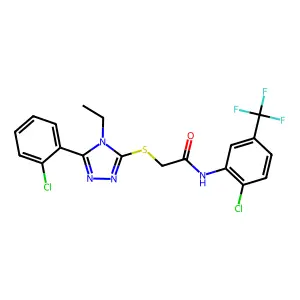 2-{[5-(2-chlorophenyl)-4-ethyl-4H-1,2,4-triazol-3-yl]sulfanyl}-N-[2-chloro-5-(trifluoromethyl)phenyl]acetamide structure