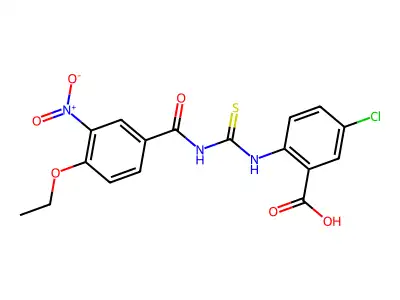 5-Chloro-2-[[[(4-ethoxy-3-nitrobenzoyl)amino]thioxomethyl]amino]-benzoic acid structure