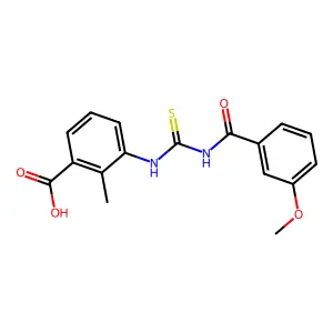 3-[[[(3-Methoxybenzoyl)amino]thioxomethyl]amino]-2-methyl-benzoic acid structure