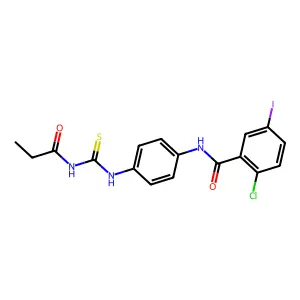 2-chloro-5-iodo-N-[4-(propanoylcarbamothioylamino)phenyl]benzamide structure