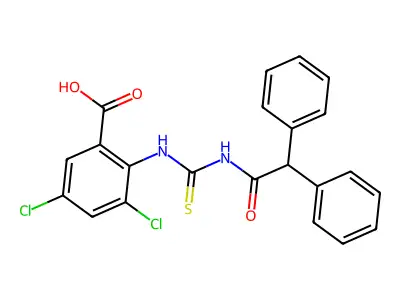 3,5-Dichloro-2-[[[(diphenylacetyl)amino]thioxomethyl]amino]-benzoic acid structure