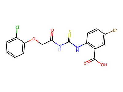 5-Bromo-2-[[[[(2-chlorophenoxy)acetyl]amino]thioxomethyl]amino]-benzoic acid structure