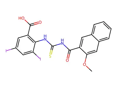 3,5-Diiodo-2-[(3-methoxynaphthalene-2-carbonyl)carbamothioylamino]benzoic acid structure