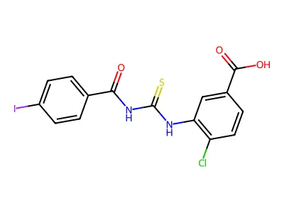 4-Chloro-3-[[[(4-iodobenzoyl)amino]thioxomethyl]amino]-benzoic acid structure