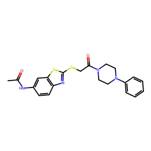 N-(2-{[2-oxo-2-(4-phenylpiperazin-1-yl)ethyl]sulfanyl}-1,3-benzothiazol-6-yl)acetamide structure