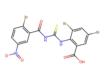 3,5-Dibromo-2-[[[(2-bromo-5-nitrobenzoyl)amino]thioxomethyl]amino]-benzoic acid structure