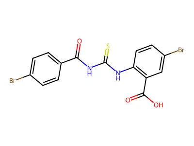 5-Bromo-2-[[[(4-bromobenzoyl)amino]thioxomethyl]amino]-benzoic acid structure