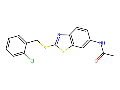 N-{2-[(2-chlorobenzyl)sulfanyl]-1,3-benzothiazol-6-yl}acetamide structure