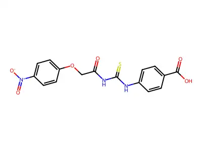 4-[[[[(4-Nitrophenoxy)acetyl]amino]thioxomethyl]amino]-benzoic acid structure