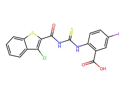 2-[(3-Chloro-1-benzothiophene-2-carbonyl)carbamothioylamino]-5-iodobenzoic acid structure
