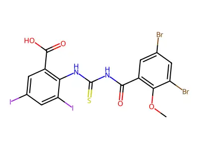 2-[[[ AMINO]THIOXOMETHYL]AMINO]-3,5-DIIODO-BENZOICACID structure