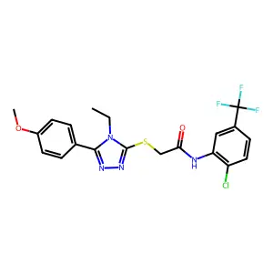 N-[2-chloro-5-(trifluoromethyl)phenyl]-2-[[4-ethyl-5-(4-methoxyphenyl)-1,2,4-triazol-3-yl]sulfanyl]acetamide structure