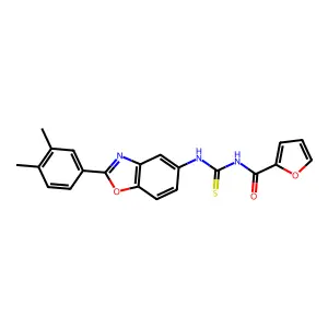 N-[[2-(3,4-dimethylphenyl)-1,3-benzoxazol-5-yl]carbamothioyl]furan-2-carboxamide structure