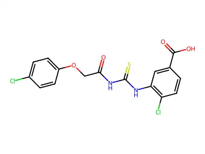 4-Chloro-3-({[(4-chlorophenoxy)acetyl]carbamothioyl}amino)benzoic acid structure