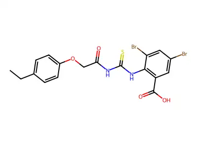 3,5-Dibromo-2-[[2-(4-ethylphenoxy)acetyl]carbamothioylamino]benzoic acid structure