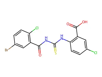 2-({[(5-Bromo-2-chlorophenyl)carbonyl]carbamothioyl}amino)-5-chlorobenzoic acid structure