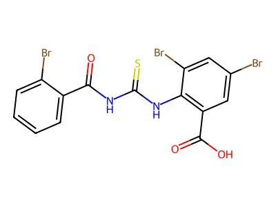 3,5-Dibromo-2-[[[(2-bromobenzoyl)amino]thioxomethyl]amino]-benzoic acid structure