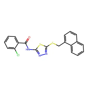 2-chloro-N-{5-[(naphthalen-1-ylmethyl)sulfanyl]-1,3,4-thiadiazol-2-yl}benzamide structure