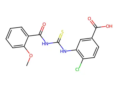 4-Chloro-3-[[[(2-methoxybenzoyl)amino]thioxomethyl]amino]-benzoic acid structure