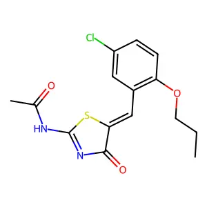 N-[(5Z)-5-(5-chloro-2-propoxybenzylidene)-4-oxo-4,5-dihydro-1,3-thiazol-2-yl]acetamide structure