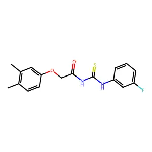2-(3,4-dimethylphenoxy)-N-[(3-fluorophenyl)carbamothioyl]acetamide structure