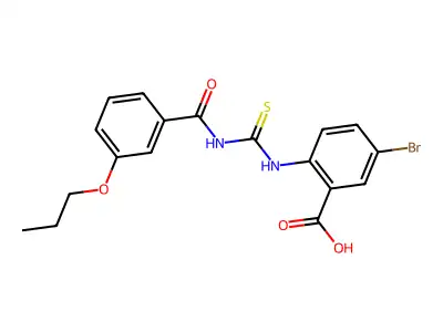 5-Bromo-2-[[[(3-propoxybenzoyl)amino]thioxomethyl]amino]-benzoic acid structure