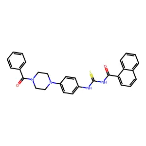 N-[[4-(4-benzoylpiperazin-1-yl)phenyl]carbamothioyl]naphthalene-1-carboxamide structure