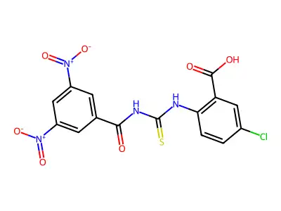 5-Chloro-2-[[[(3,5-dinitrobenzoyl)amino]thioxomethyl]amino]-benzoic acid structure