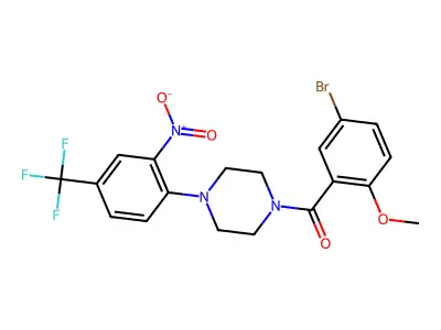 (5-bromo-2-methoxyphenyl)-[4-[2-nitro-4-(trifluoromethyl)phenyl]piperazin-1-yl]methanone structure